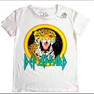 Chaser Retro Def Leppard 2017 Tee White NEW XS